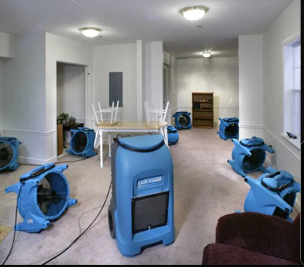Air movers and dehumidifier setup for Water Extraction & Removal in Atlantic