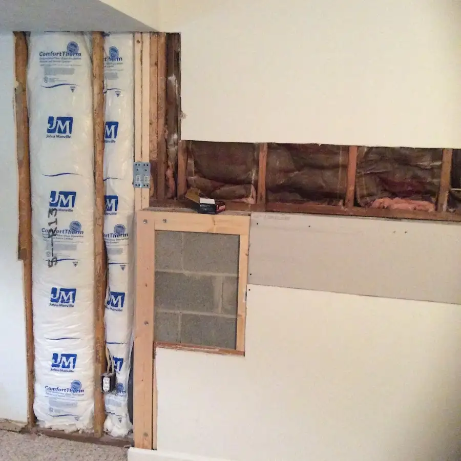 Wall insulation replacement during Basement Flood Cleanup in Atlantic